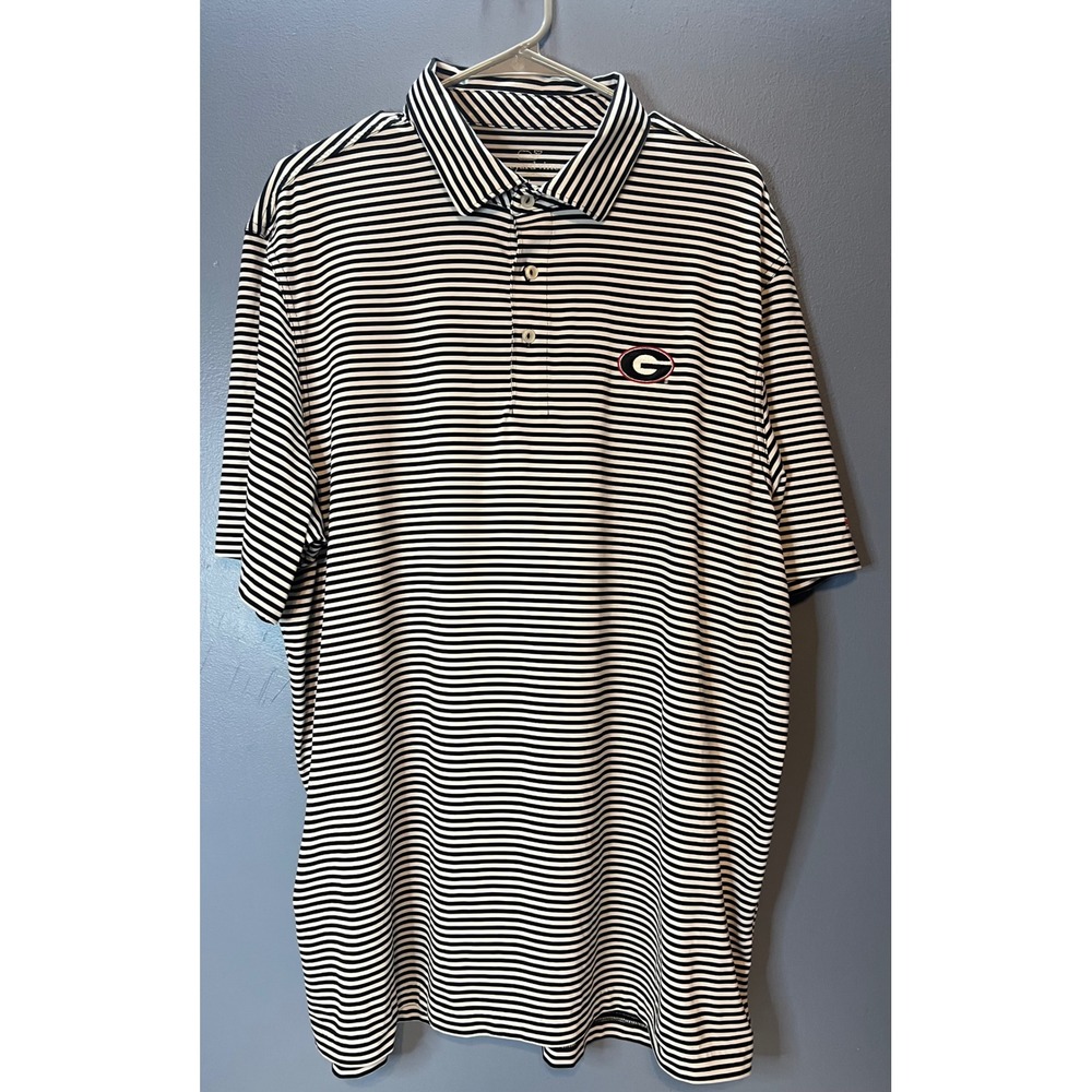 Vineyard Vines Georgia Bulldogs Polo Mens XL Black White Striped Golf Shirt